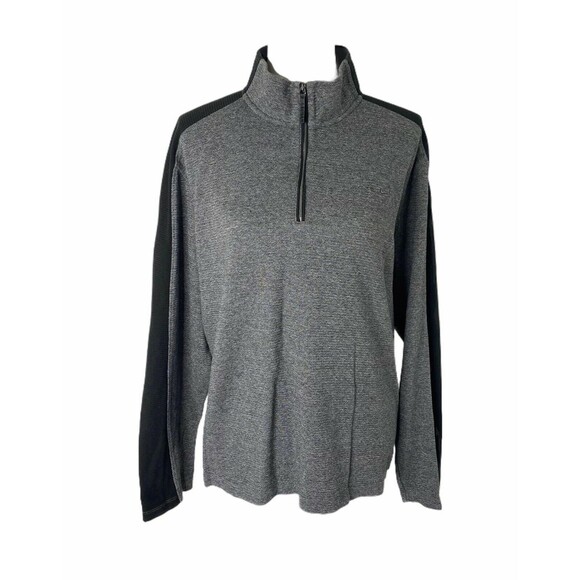 Calvin Klein Men's Sweatshirt Grey and Black 1/4 Zip High Neck Size Large - Picture 1 of 9